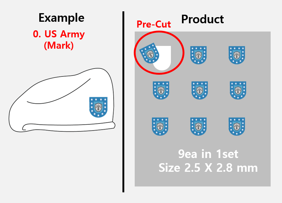 (2.5mm) US Army Beret Rank stickers