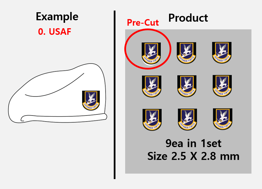 (2.5mm) US Air Forces Beret Rank stickers