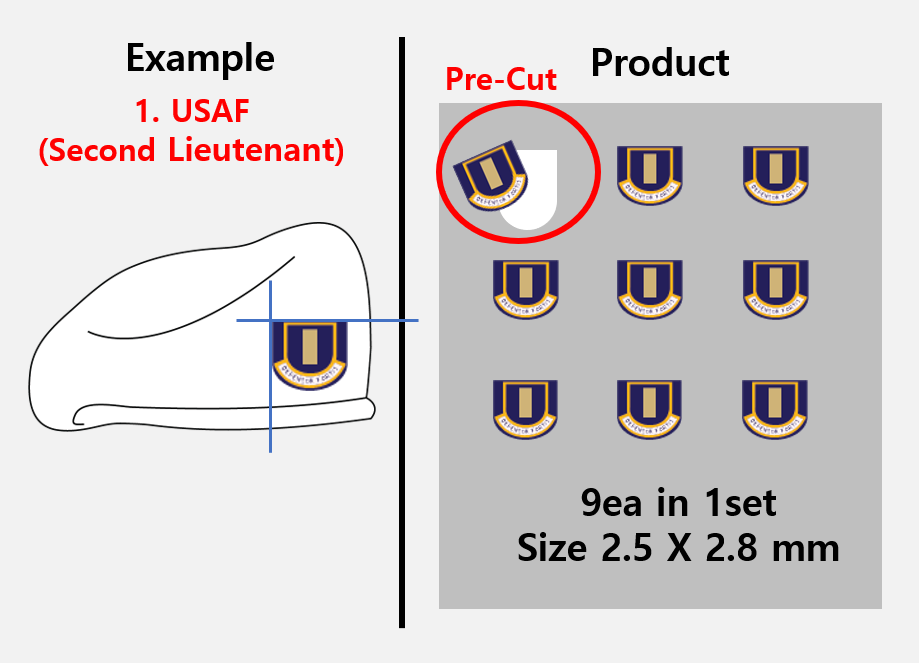 (2.5mm) US Air Forces Beret Rank stickers