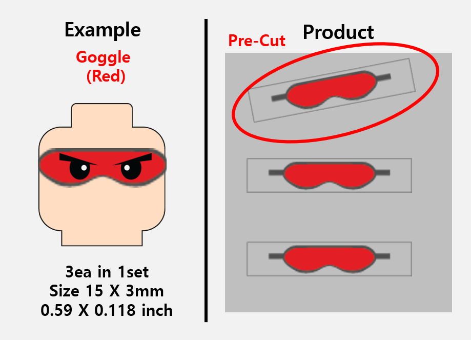 Goggles Stickers / custom face decal lego head