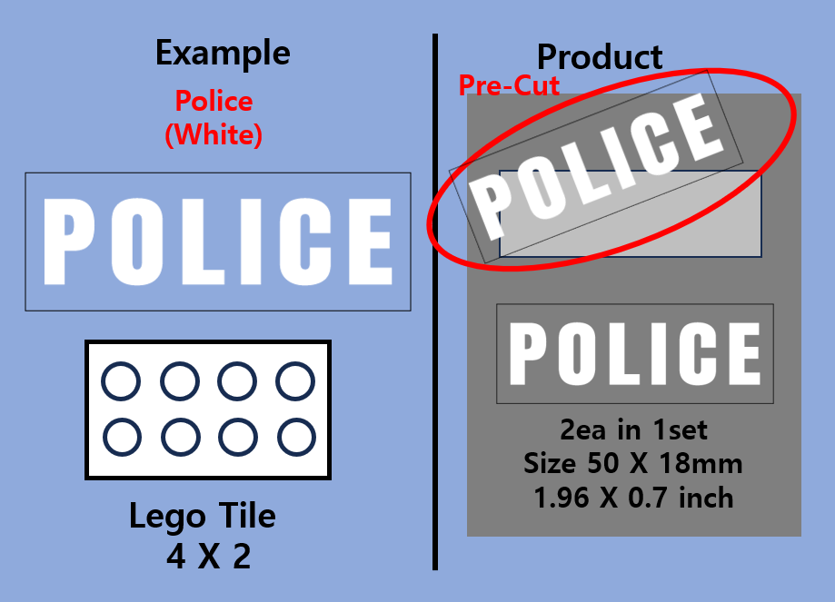 (50mm) Police SWAT Transparent sticker zimypik competible with lego moc
