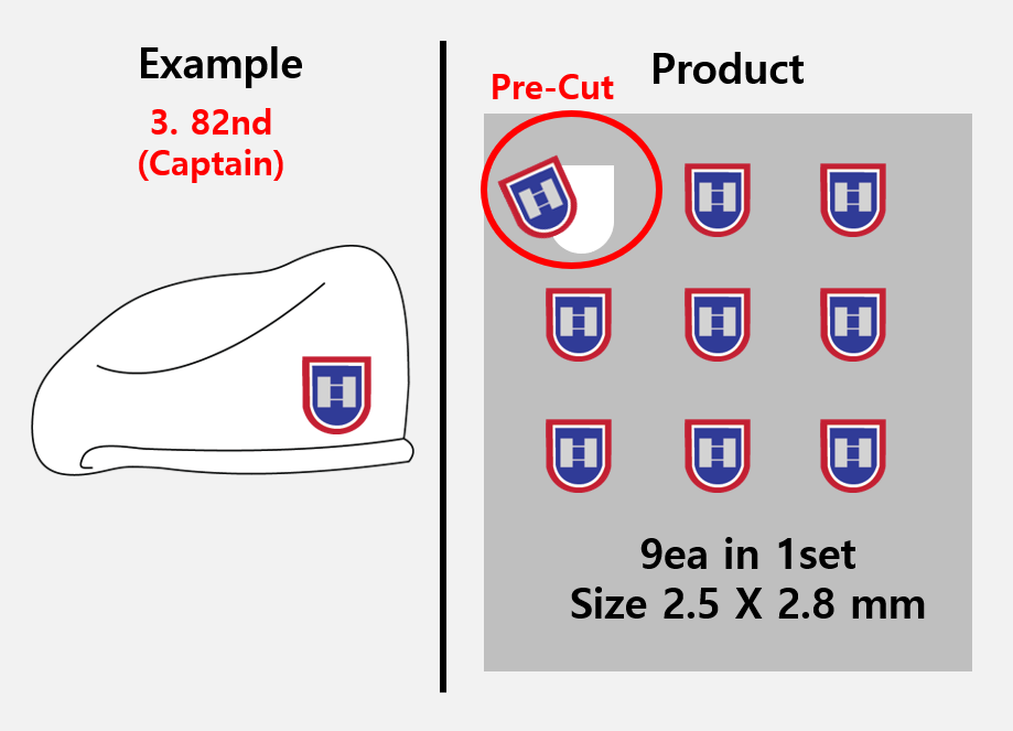 (2.5mm) Airborne 82nd Beret Rank stickers