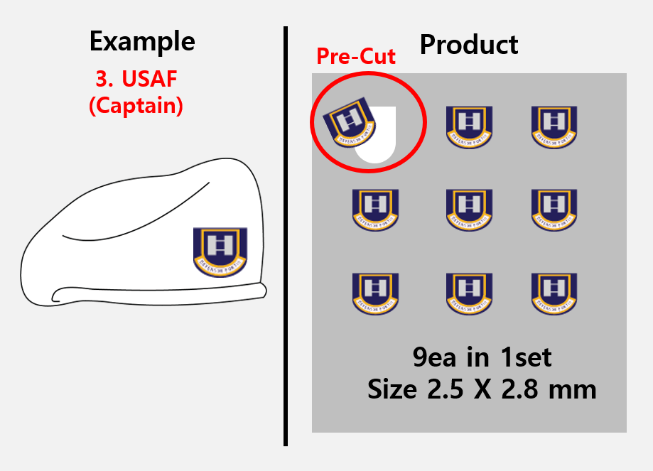 (2.5mm) US Air Forces Beret Rank stickers
