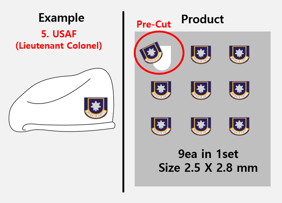 (2.5mm) US Air Forces Beret Rank stickers
