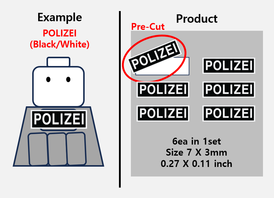 (PL 7mm) Police Trim patch stickers / Polizei UK german US