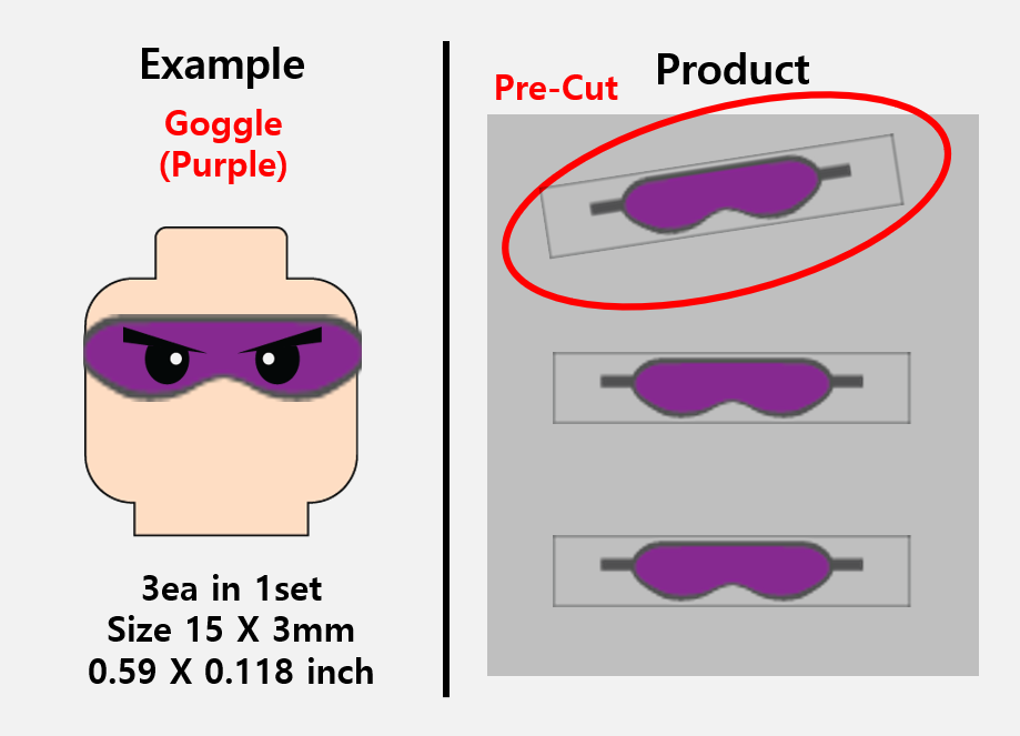 Goggles Stickers / custom face decal lego head