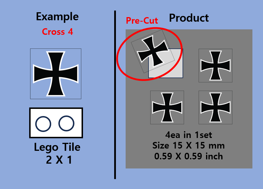 (15mm) German Iron Cross transparent stickers WWII