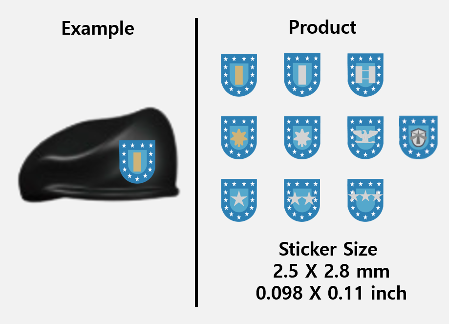 (2.5mm) US Army Beret Rank stickers