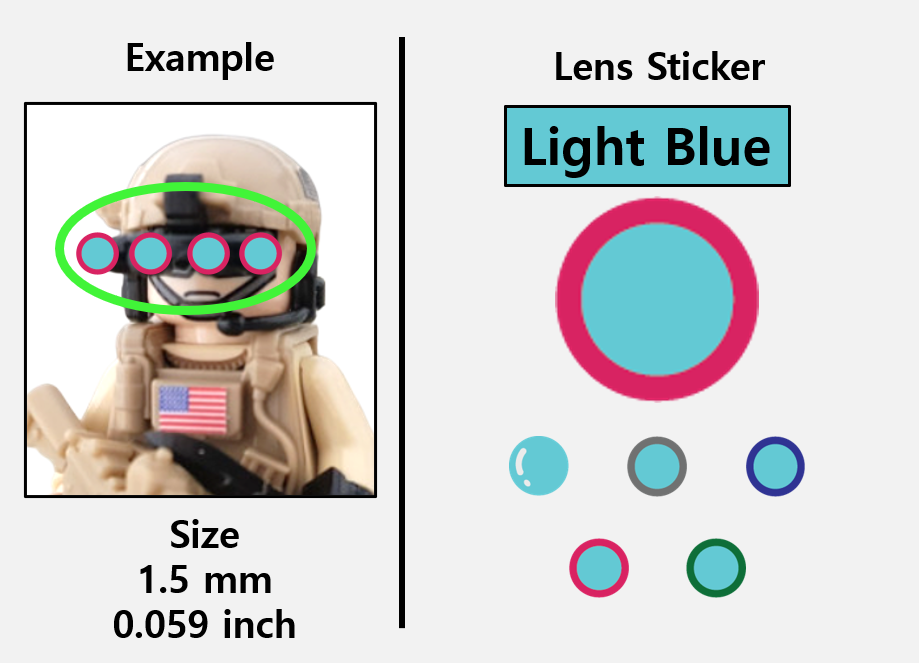 lego night vision goggles 1.5mm) Light Blue sticker / Night Vision lens GPNVG – ZIMYPIK