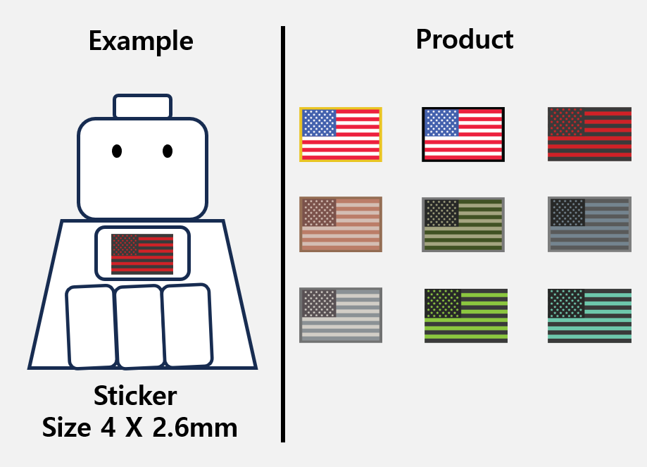 (4mm) US camo Flag stickers