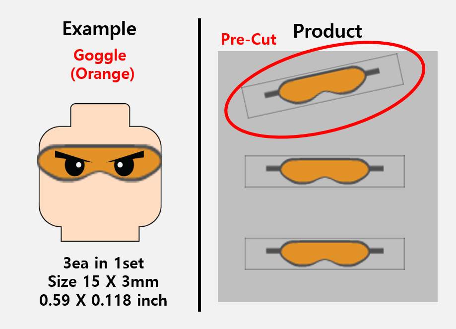 Goggles Stickers / custom face decal lego head