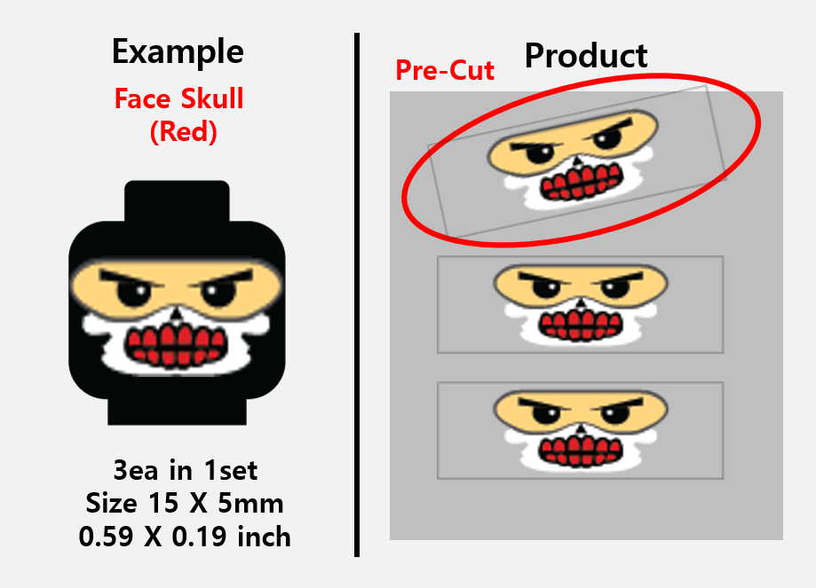 Skull Mask Stickers / lego face mouth teeth balaclava