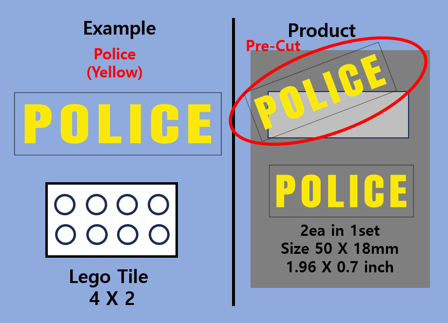 (50mm) Police SWAT Transparent sticker zimypik competible with lego moc