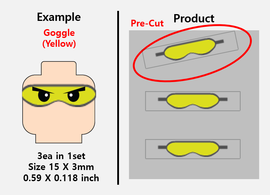 Goggles Stickers / custom face decal lego head