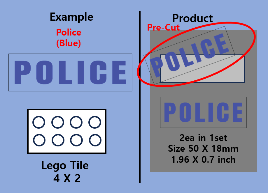 (50mm) Police SWAT Transparent sticker zimypik competible with lego moc