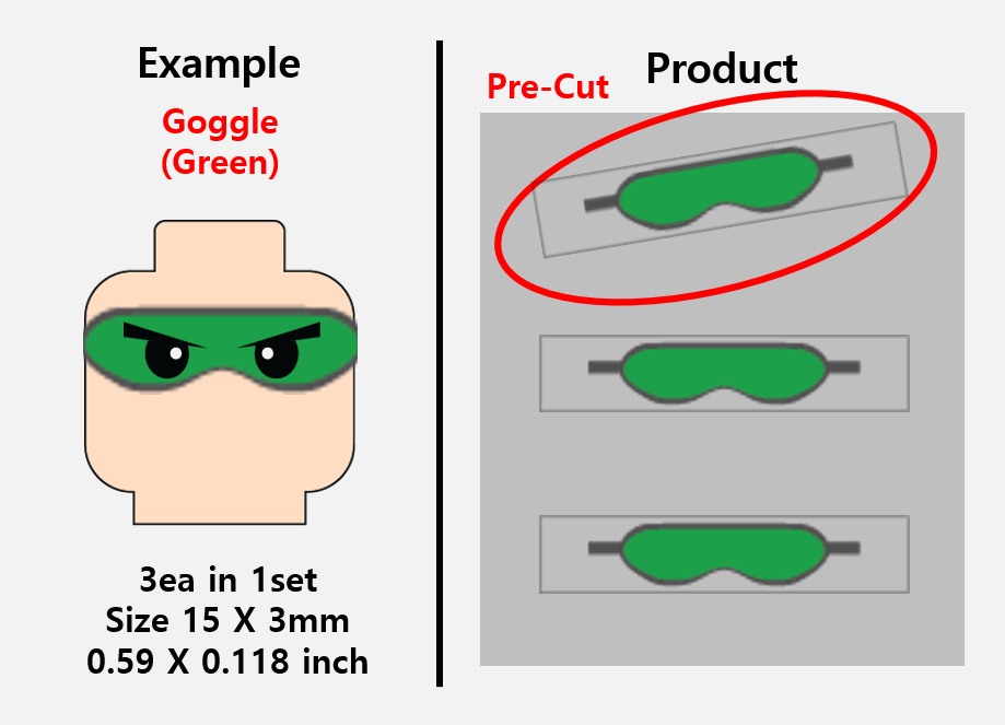 Goggles Stickers / custom face decal lego head