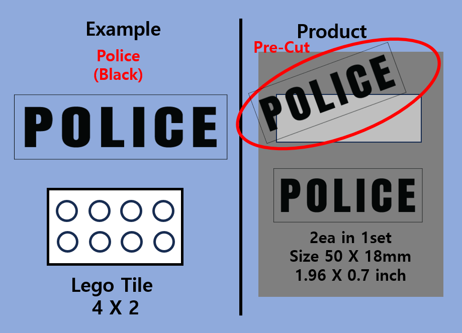 (50mm) Police SWAT Transparent sticker zimypik competible with lego moc