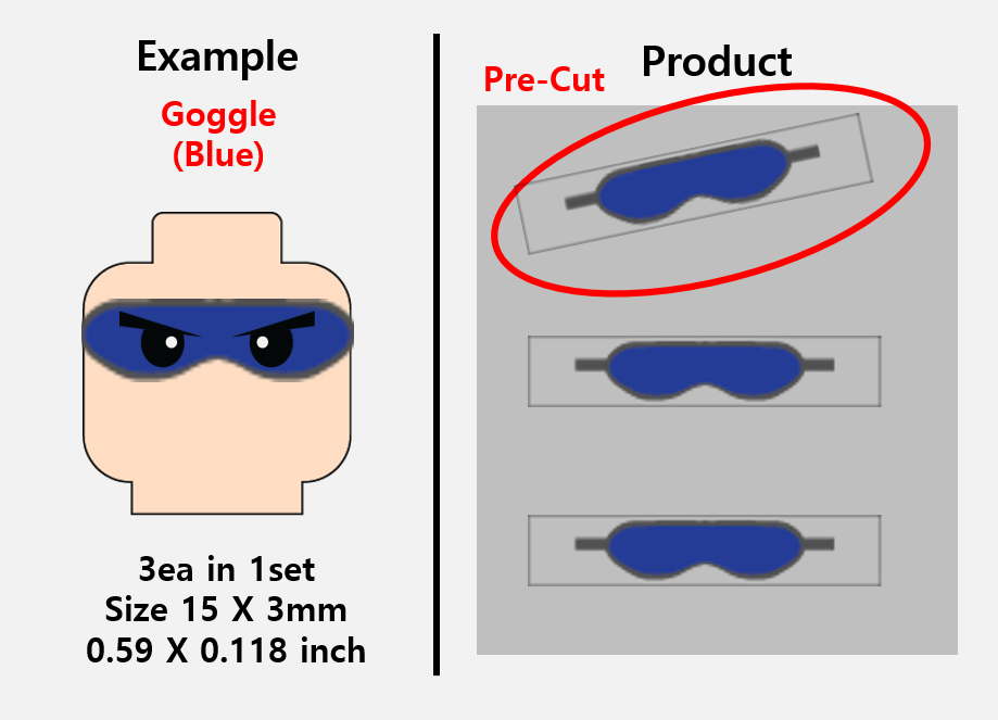 Goggles Stickers / custom face decal lego head