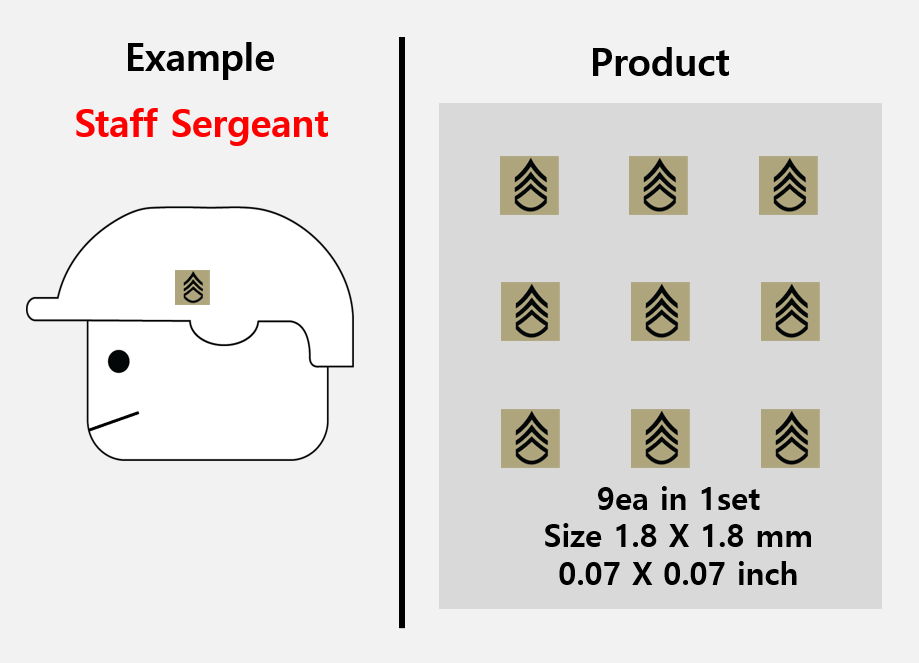 (1.8mm) Tan Rank insignia stickers