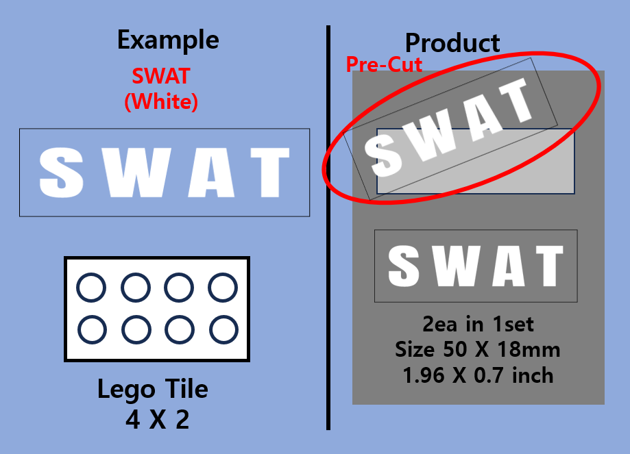 (50mm) Police SWAT Transparent sticker zimypik competible with lego moc