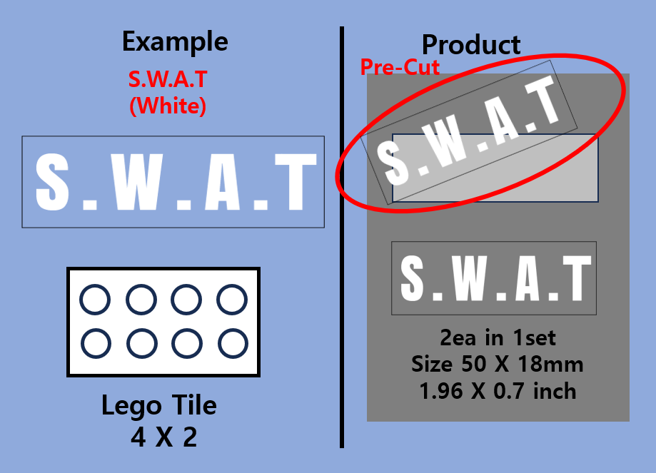 (50mm) Police SWAT Transparent sticker zimypik competible with lego moc