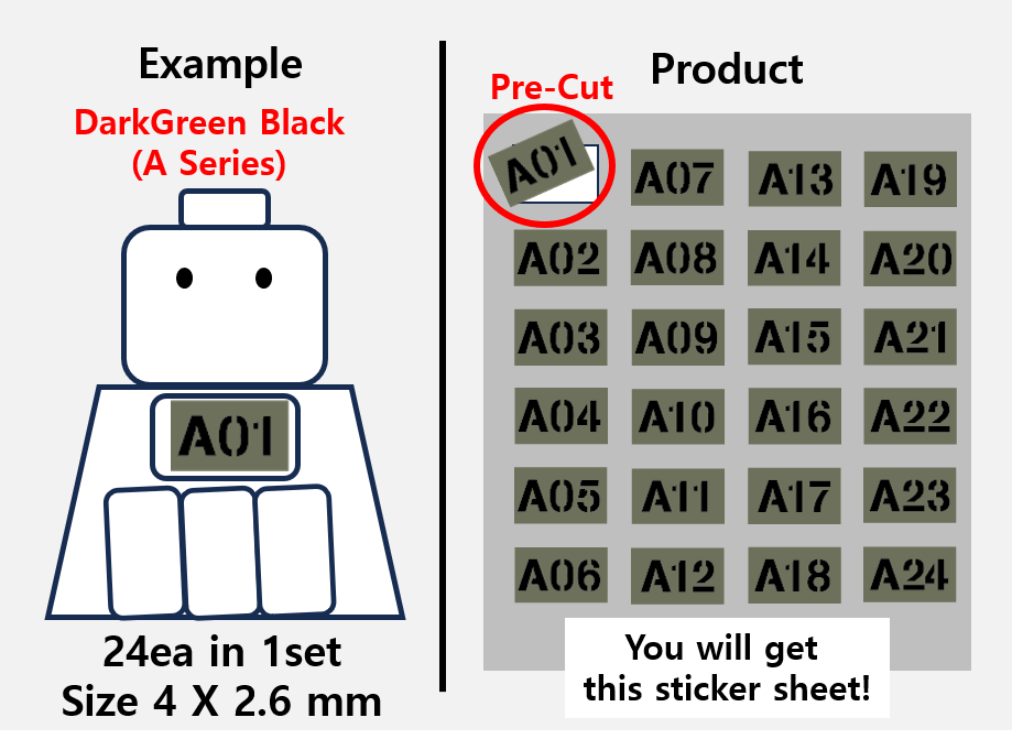 (4mm) Callsign Bold 24 Tag patch stickers