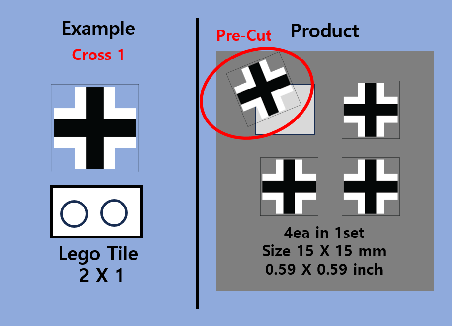 (15mm) German Iron Cross transparent stickers WWII