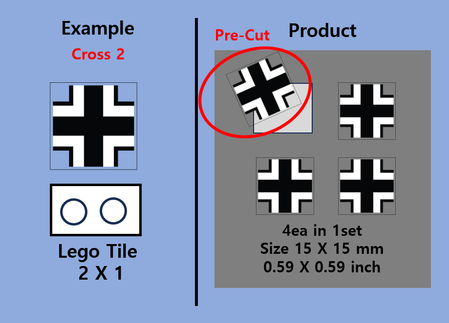 (15mm) German Iron Cross transparent stickers WWII