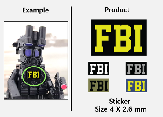 (B 4mm) FBI Bold Type patch stickers fits on minifigure