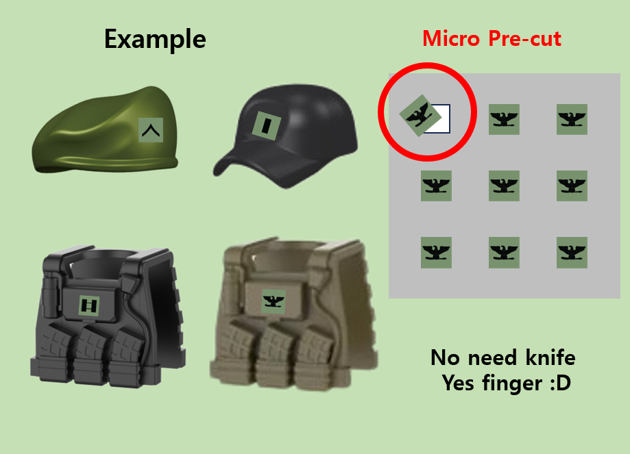 (1.8mm) OCP (green) Rank insignia stickers