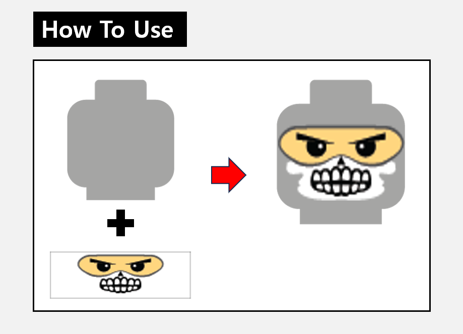 Skull Mask Stickers / lego face mouth teeth balaclava