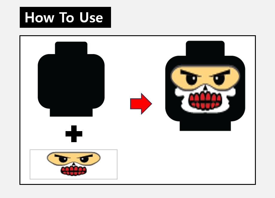 Skull Mask Stickers / lego face mouth teeth balaclava