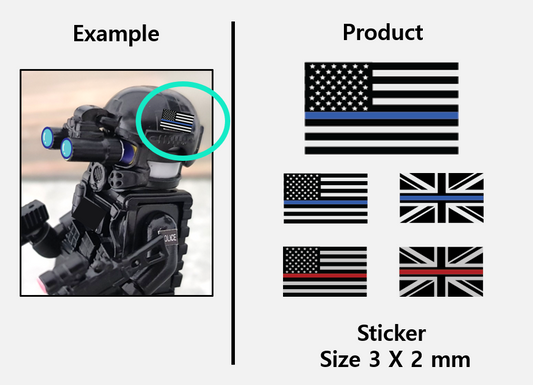 (PL 3mm) Police fireman flag stickers / US UK