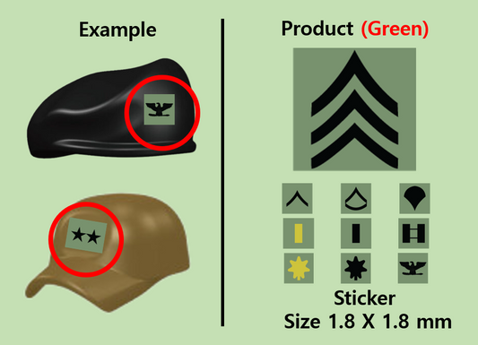 (1.8mm) OCP (green) Rank insignia stickers