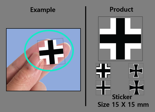 (15mm) German Iron Cross transparent stickers WWII