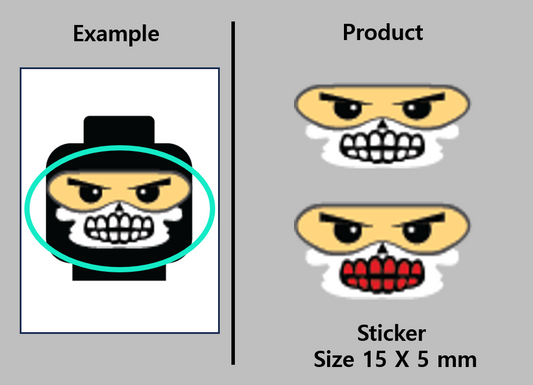 Skull Mask Stickers / lego face mouth teeth balaclava