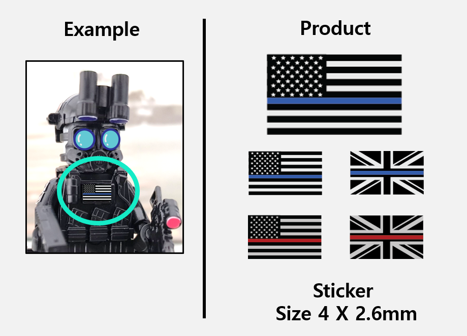 (PL 4mm) Police fireman flag stickers / US UK