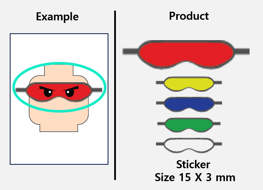 Goggles Stickers / custom face decal lego head