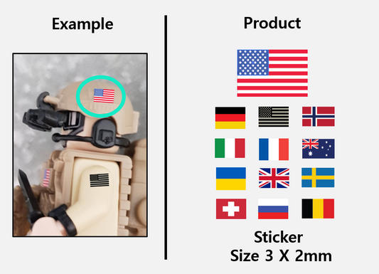 (3mm) Global Flag stickers / USA UK Europe zimypik military minifigure scale toy